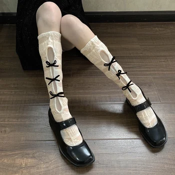 Японский Бант Кружевные Носки-Тюбики Для Молочного Коктейля, Носки Для Ног, Милые Носки Для Телят, Носки В форме Лолиты